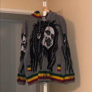Vintage Bob Marley Wool Zip Up Hoodie